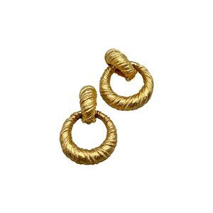 Jomaz Joseph Mazer Door Knockers Earrings Gold Tone Removable Dangles Clips
